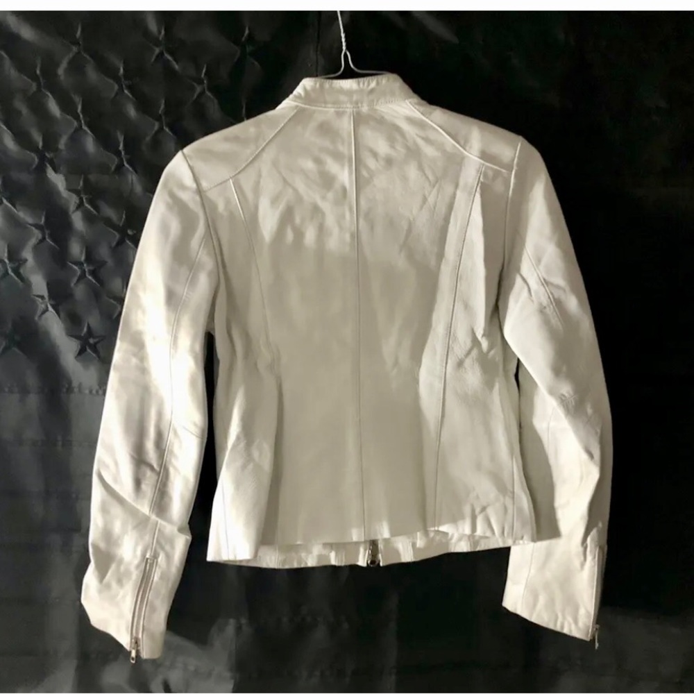Michael Hoban White Leather Jacket With Zipper Cl… - image 2